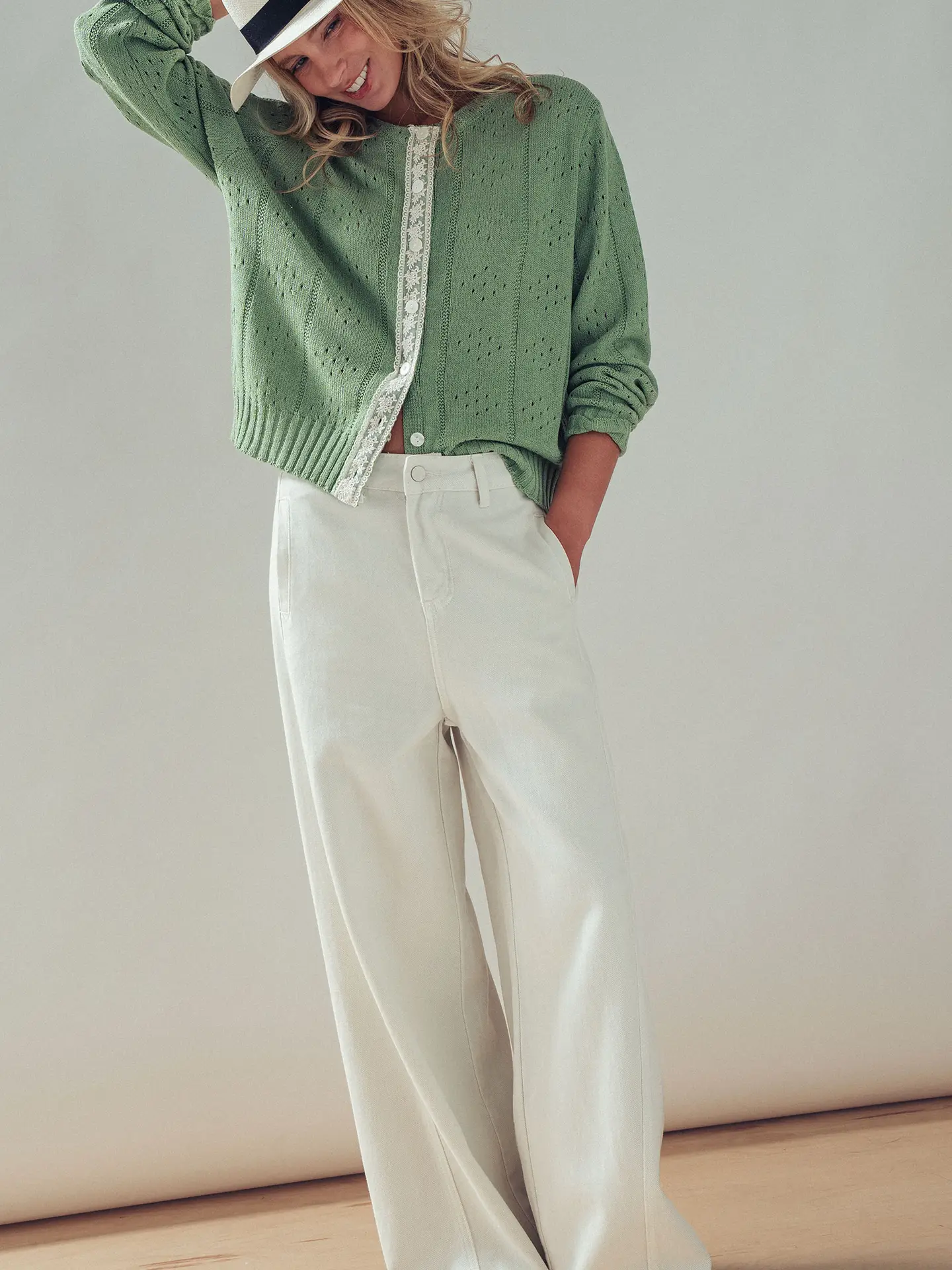 Urban Daizy Heirloom Lace-Trim Pointelle Cardigan