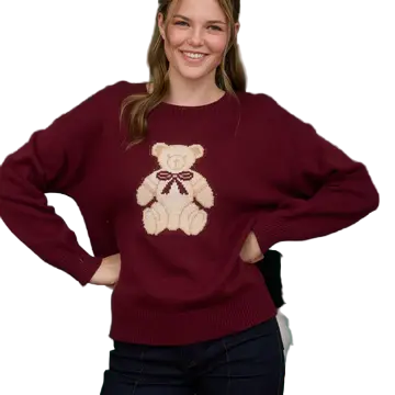 Blu Pepper - Teddy Jacquard Crew Neck Knit Pullover Sweater