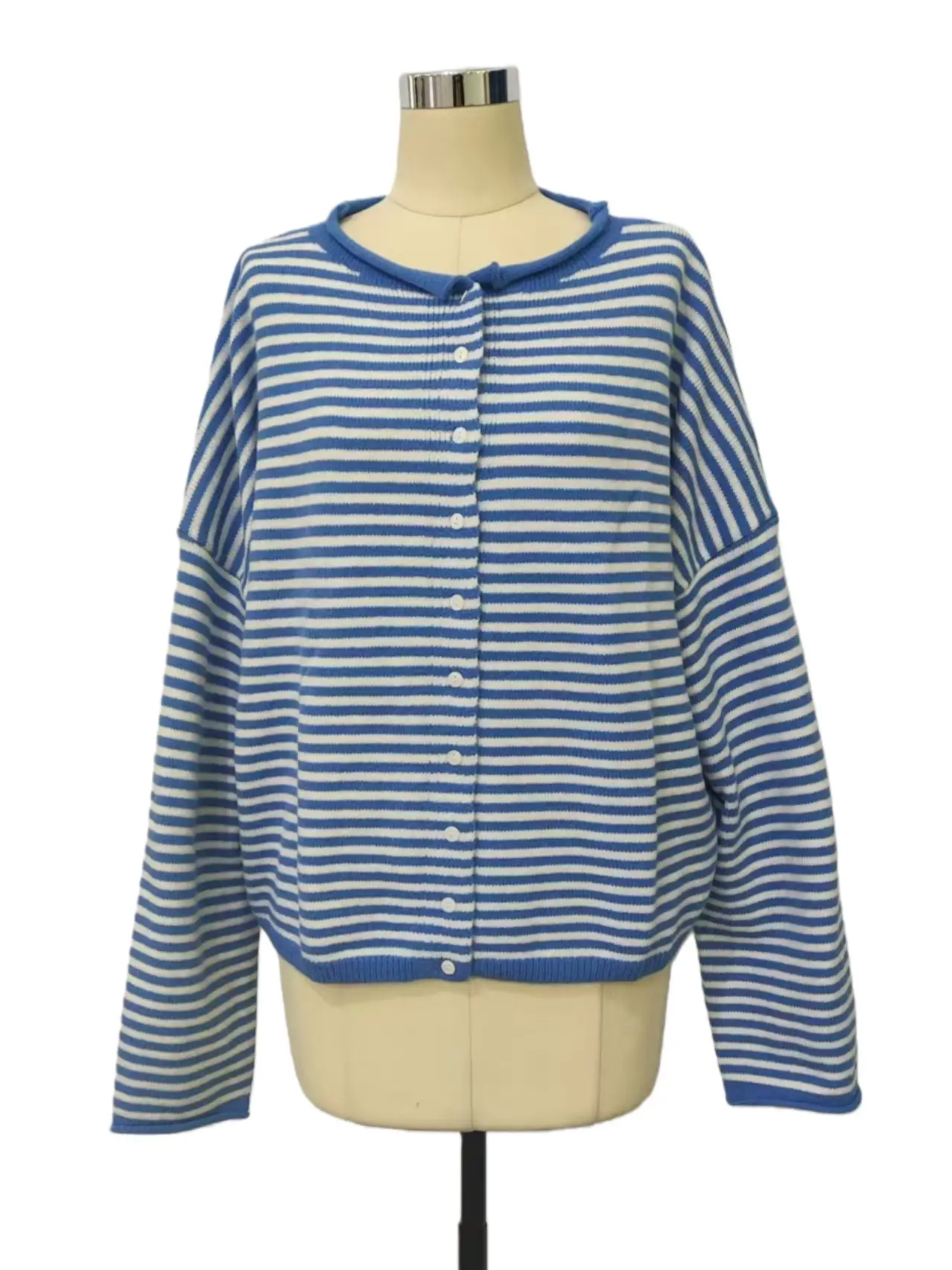 HIDDENBRAND - Lightweight roll neck cardigan in stripe