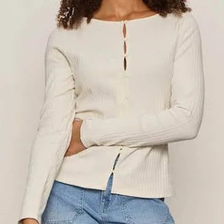 Sanctuary - Button Front Ribbed Top