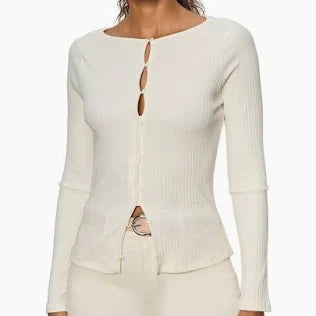 Sanctuary - Button Front Ribbed Top